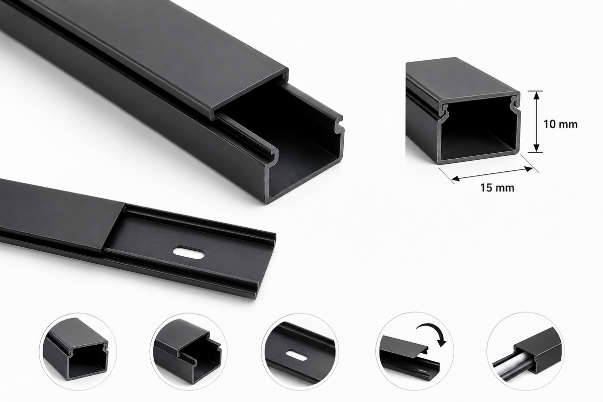 PVC Cable Trunking 1M Black Mini Wire Cover  for Electrical Cable Management
