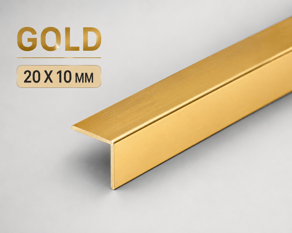 PVC Corner Angle Trim Gold & Silver 2.5M 90° 20x10mm & 20x20mm Plastic Profile