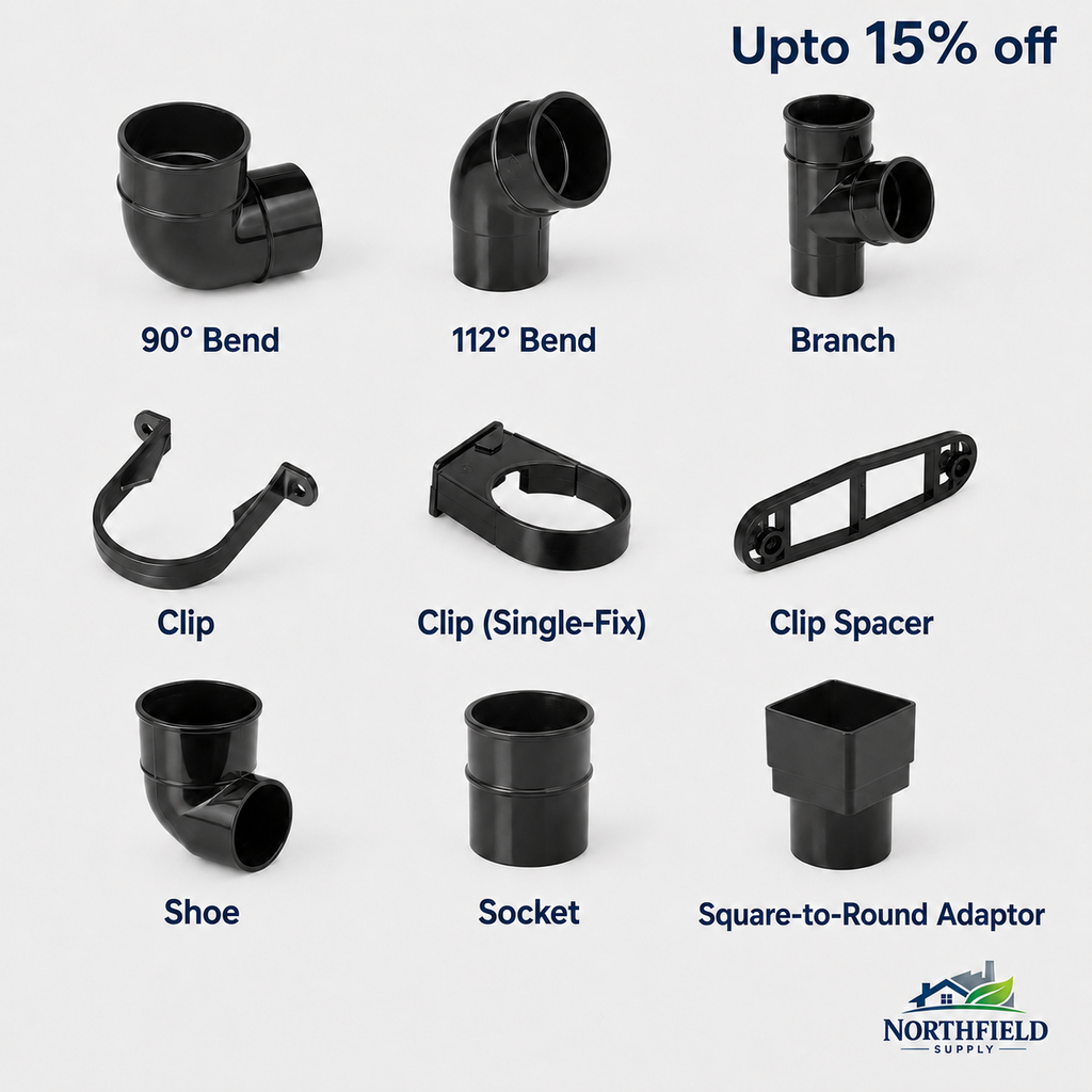 68mm Round UPVC Downpipe Gutter Fittings Rainwater Drainage Parts Floplast