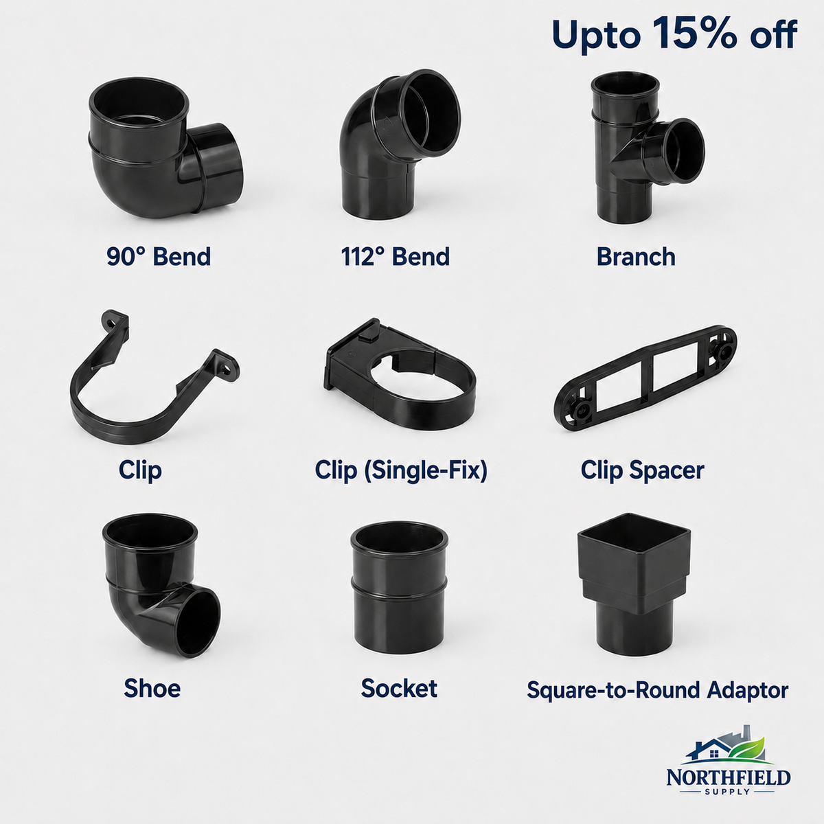 68mm Round UPVC Downpipe Gutter Fittings Rainwater Drainage Parts Floplast