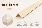 PVC Corner Angle Trim 1M Ivory 90° Plastic Edge Protector Equal & Unequal Sizes