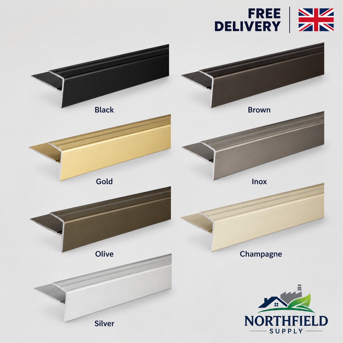 Aluminium Stair Nosing Edge Trim 900mm Step Edging for Laminate Carpet 16x23x8mm