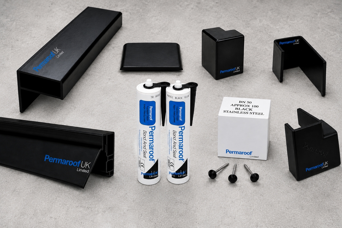 EPDM Permaroof Flat Roof Edge & Gutter Trim Kit with Corners Fixings