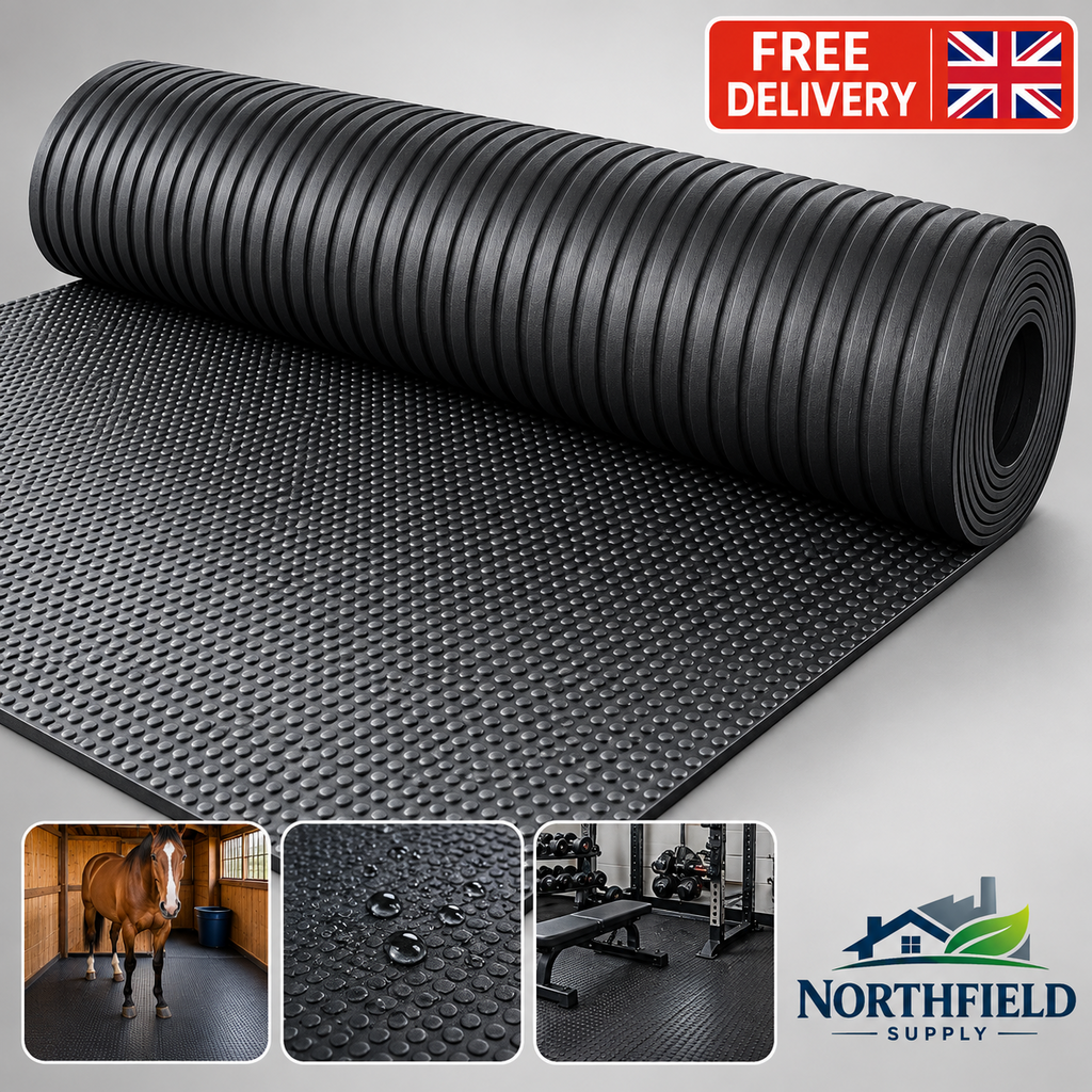 Heavy Duty Rubber Stable Horse Mat 6x4ft 12mm Equine Flooring Gym Matting