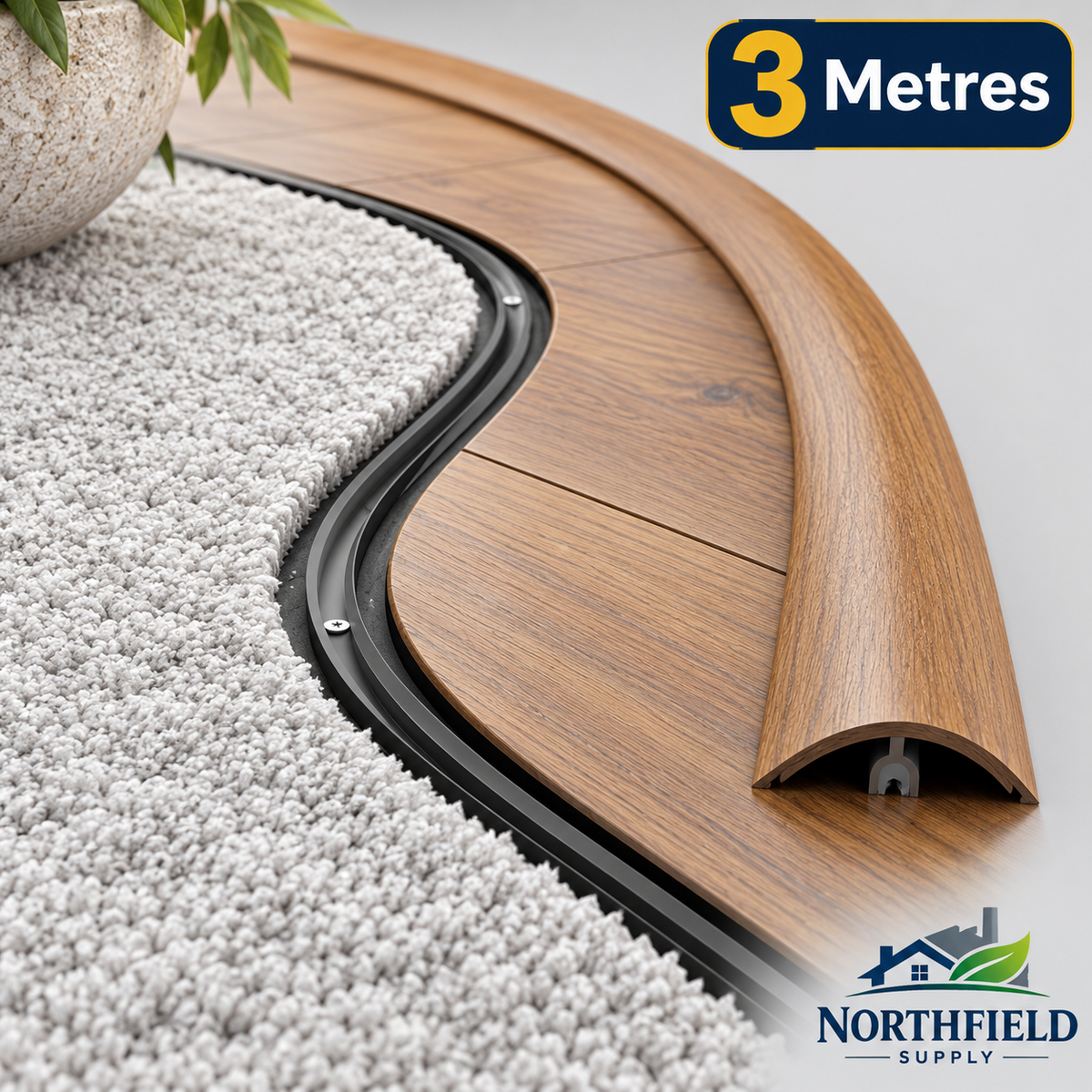 Flexible Flooring Profile Floor Transition Strip Threshold Trim 3m Long