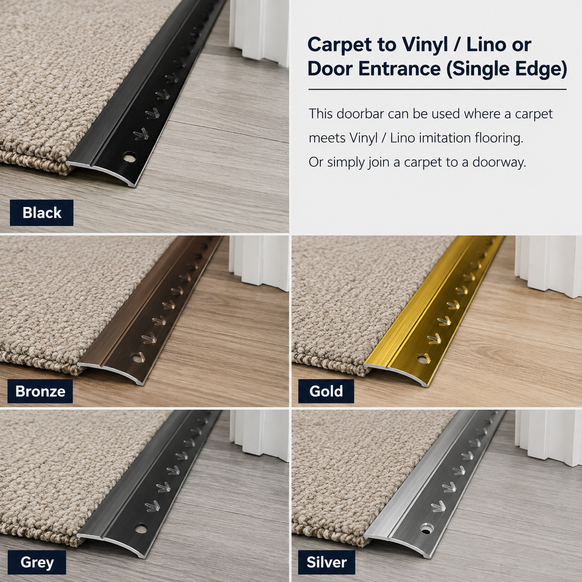 Flooring Edge Strip Trim Metal Door Bar Vinyl Tile Laminate Carpet Threshold