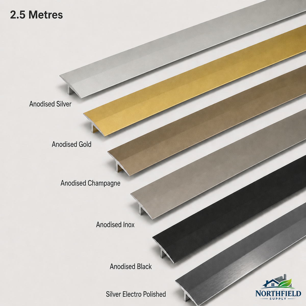 Aluminium T Bar Door Threshold Trim 2.5M Floor Transition Tile Laminate Profile