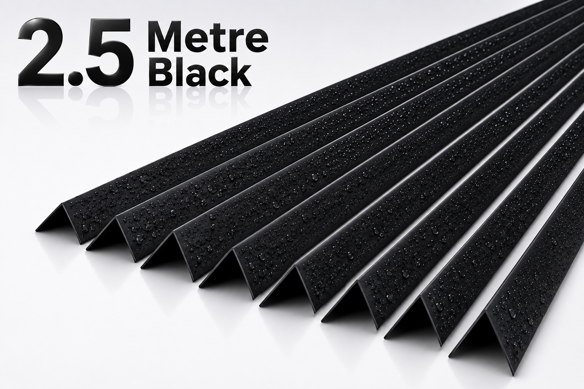 PVC Corner Angle Trim 2.5m 90° Black Edge Protector Equal & Unequal Sizes