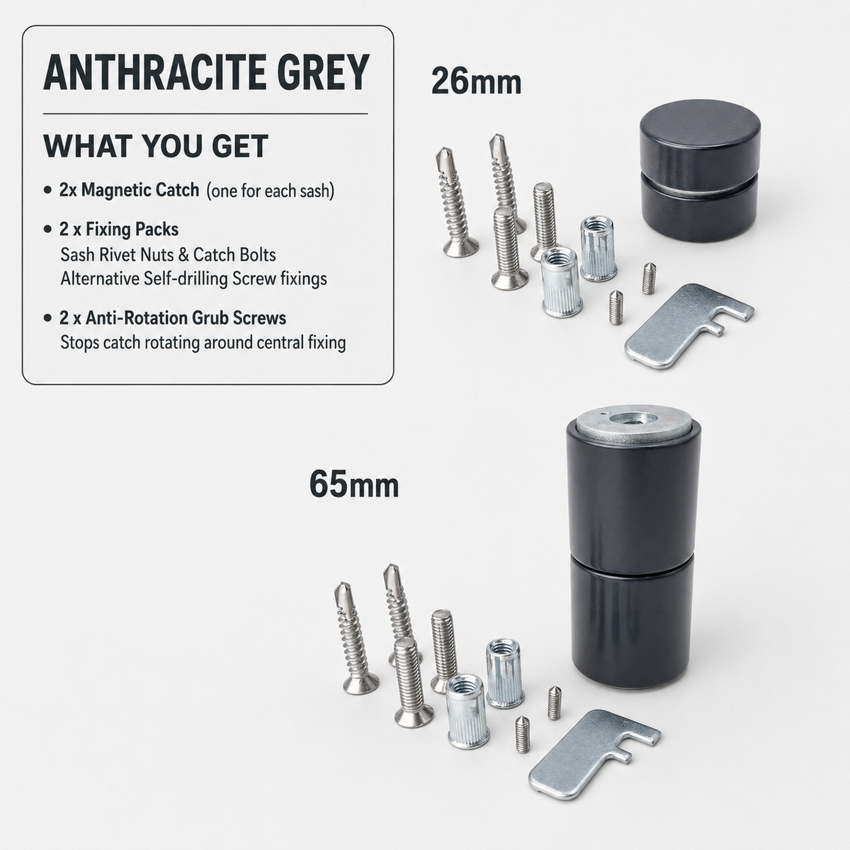Bifold Door Magnetic Catch Aluminium Folding Patio Door Holder 26mm 65mm