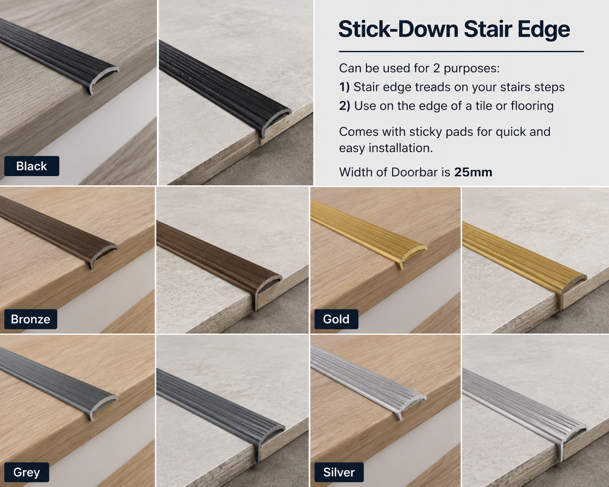 Flooring Edge Strip Trim Metal Door Bar Vinyl Tile Laminate Carpet Threshold