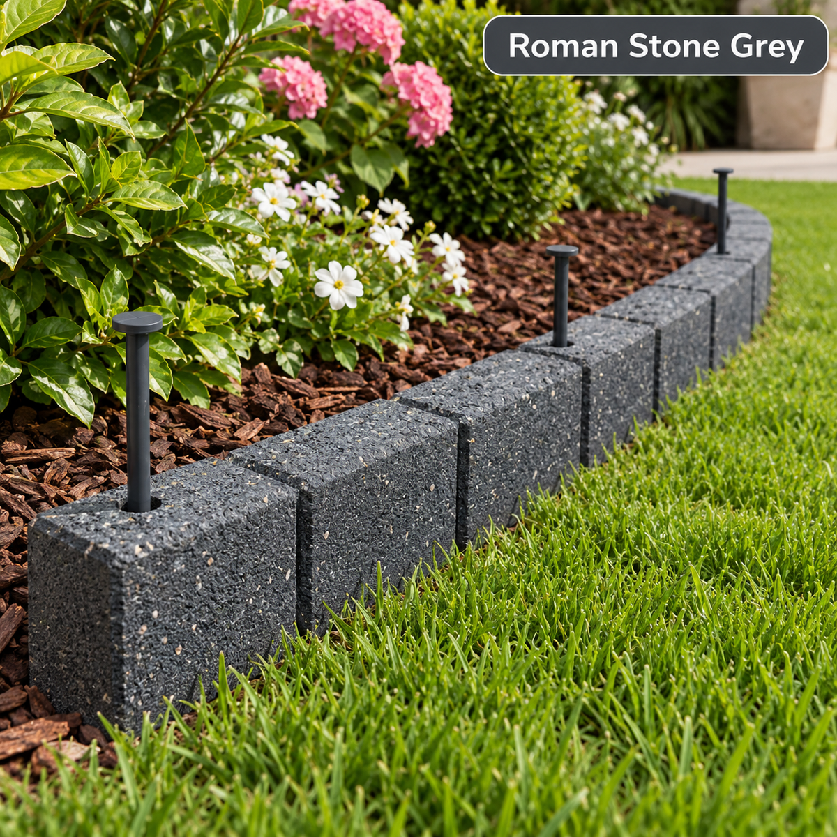 Flexible Rubber Garden Edging Lawn Border Brick Effect Path Landscape 120cm