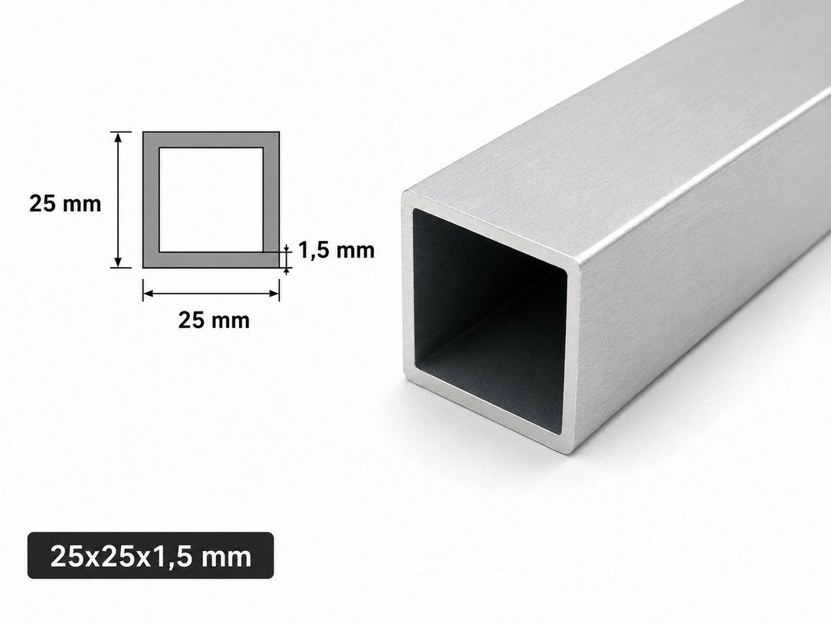 Aluminium Square Box Section Tube 1M Various Sizes Hollow Profile Extrusion