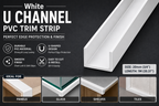 PVC White U Channel Trim 1M Square U Profile Edge Protector Plastic Strip 39.3