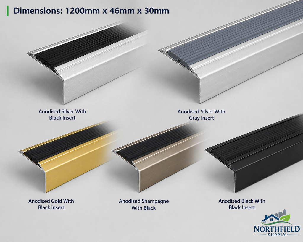 Anodised Aluminium Stair Nosing Edge Trim 120cm Step Edging Non Slip Stair Nose
