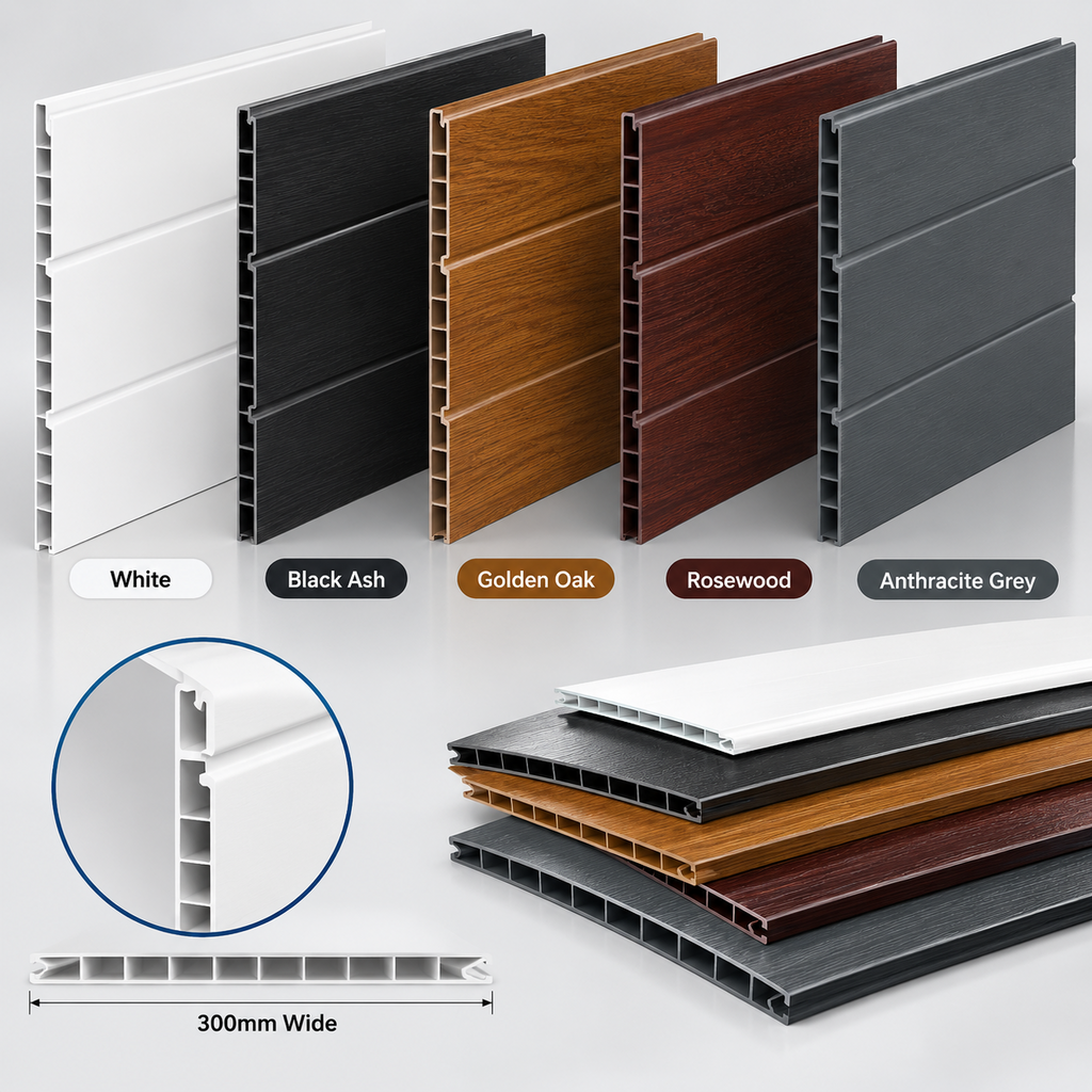 UPVC Hollow Soffit Board Tongue & Groove Ceiling Cladding Panels Sheets 5M