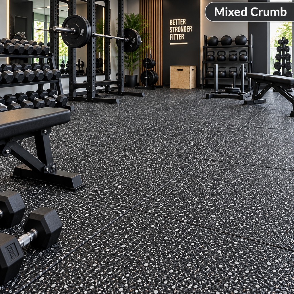 Heavy Duty Rubber Gym Floor Mat Tiles 1M x 1M Noise Reducing Anti Slip Flooring