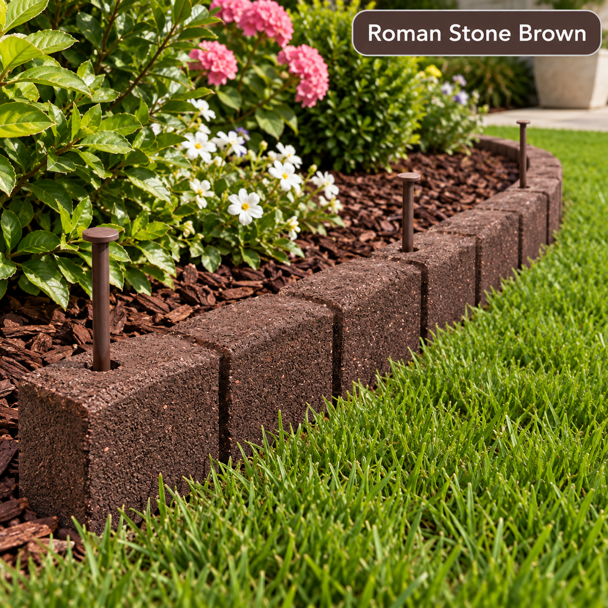Flexible Rubber Garden Edging Lawn Border Brick Effect Path Landscape 120cm