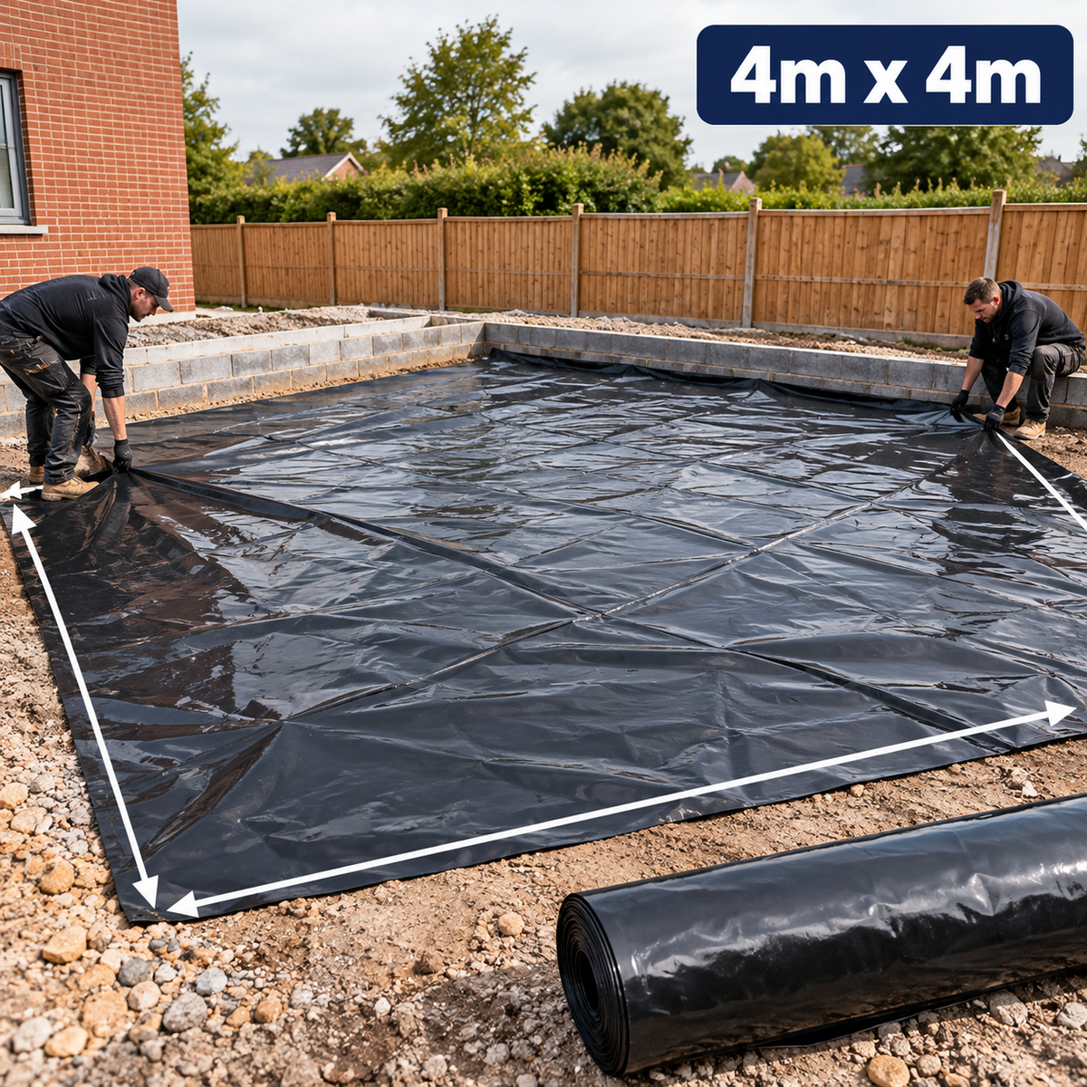 Damp Proof Membrane DPM Black Polythene Sheeting Roll 4m Wide 300MU Visqueen