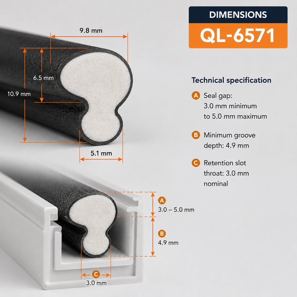 Qlon Foam Gasket Window Door Seal uPVC Timber Schlegel 4465 6571 Draught Seal