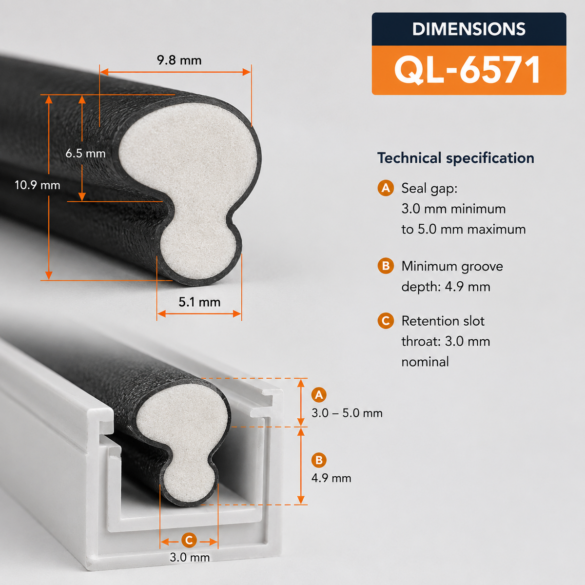 Qlon Foam Gasket Window Door Seal uPVC Timber Schlegel 4465 6571 Draught Seal