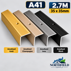 Aluminium Anti Slip Stair Nosing 35x35mm Step Edge 2.7M Edging Trim Safety A41