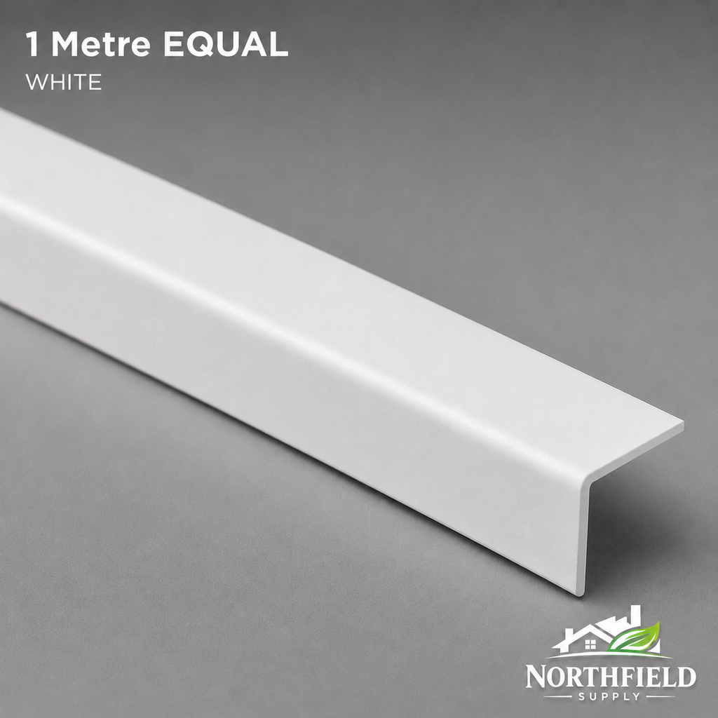 White PVC Trim Plastic Corner Angle 90° Equal Rigid Strip 1M Wall Protector