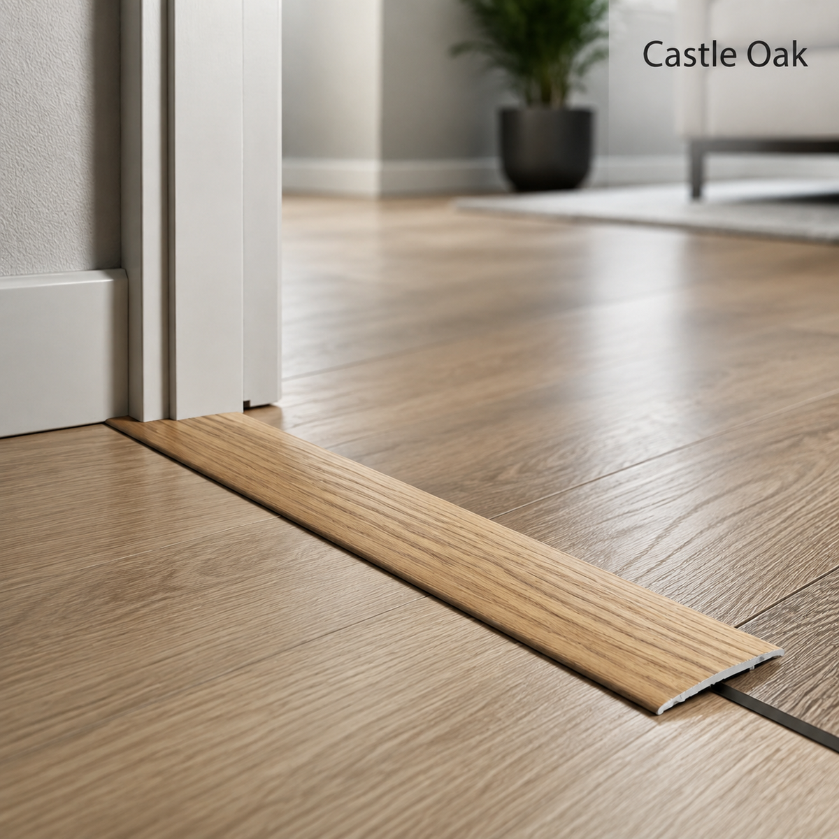 Aluminium Door Threshold Trim 35mm Self Adhesive Wood Effect Flat Bar 0.93M Long