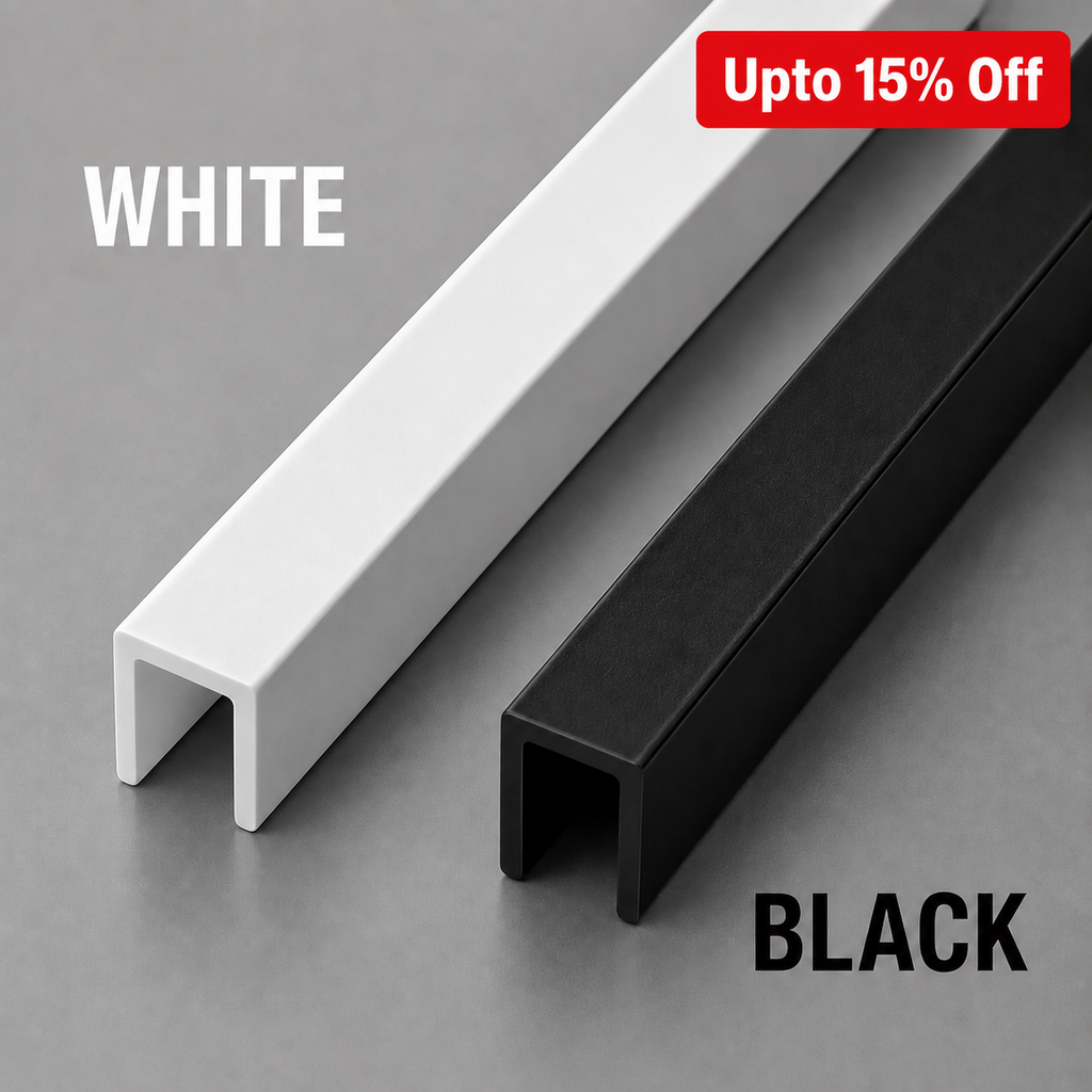 PVC U Channel Trim Profile 1m White Black Edge Cover Strip Panel Edging