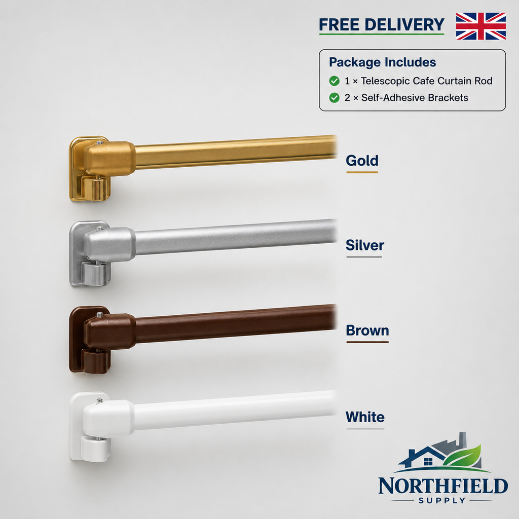 Extendable Cafe Rod 40-180cm Net Voile Curtain Pole Self Adhesive Window Bar