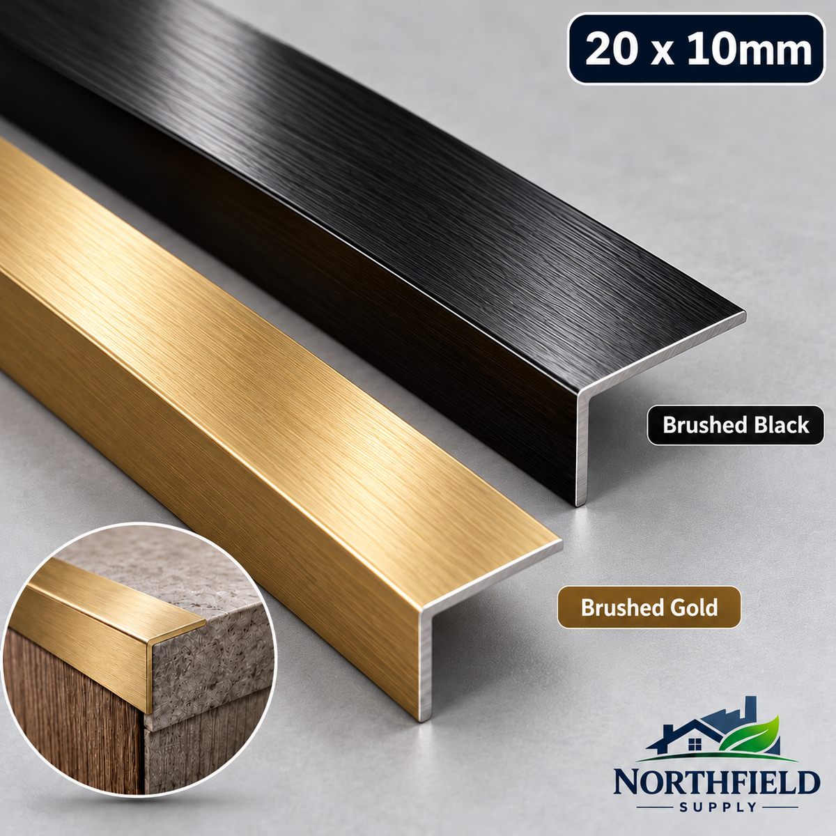 Aluminium Angle Trim 1M Brushed Matt L Profile Black Gold Grey Equal Unequal