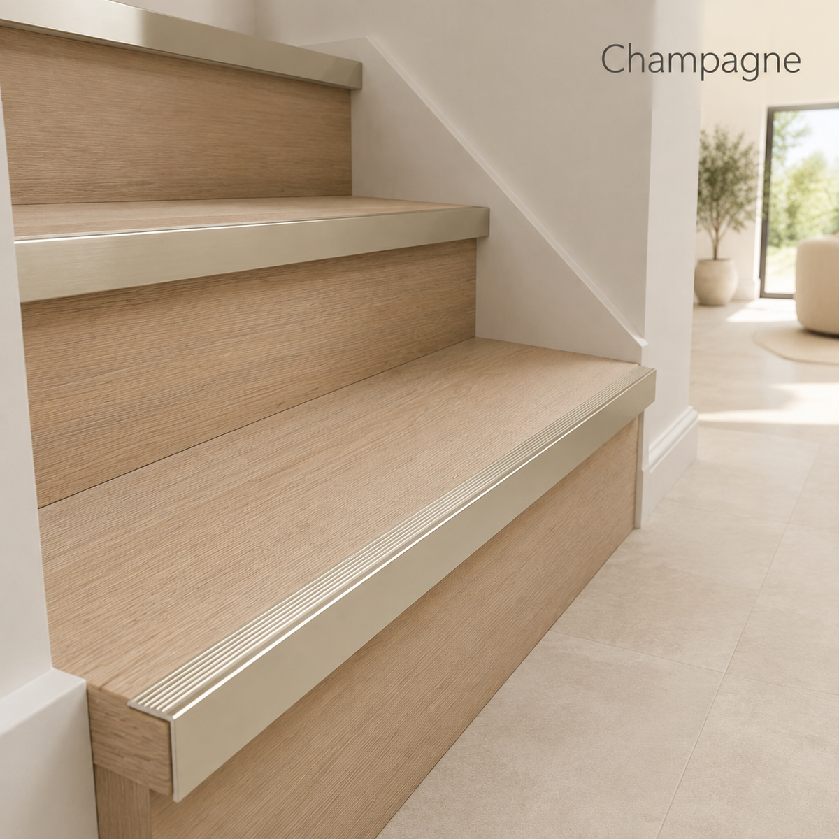 Anodised Aluminium Anti-Slip Stair Nosing Edge Trim A30 900 x 19.5x20mm