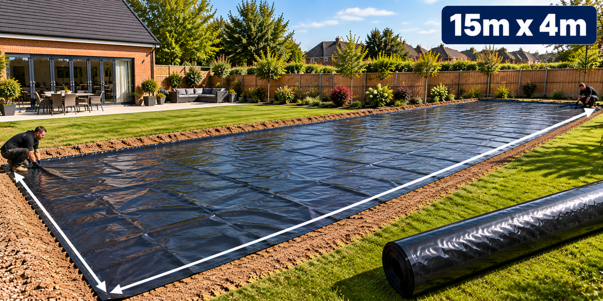 Damp Proof Membrane DPM Black Polythene Sheeting Roll 4m Wide 300MU Visqueen