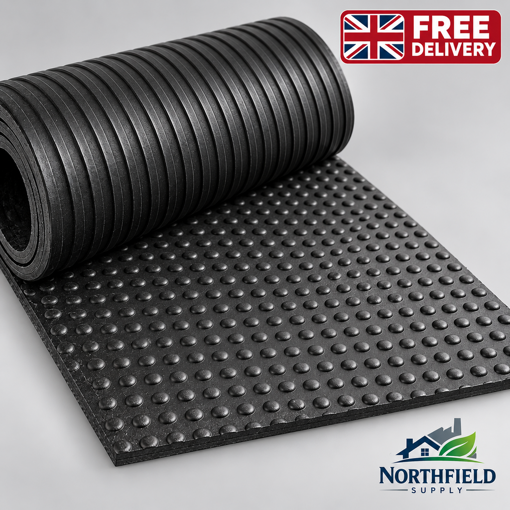 Heavy Duty Rubber Stable Mat 6ft x 4ft x 12mm Bubble Horse Matting Flooring
