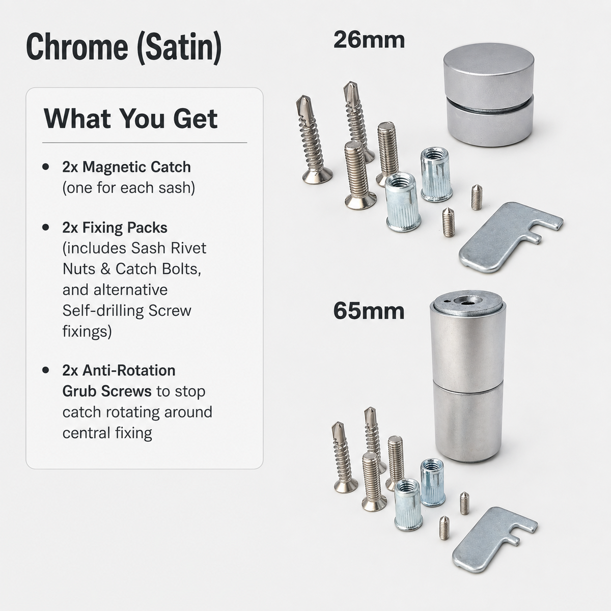 Bifold Door Magnetic Catch Aluminium Folding Patio Door Holder 26mm 65mm