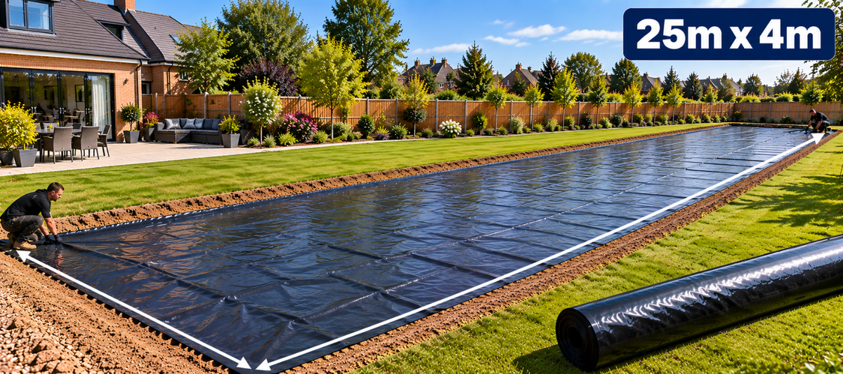 Damp Proof Membrane DPM Black Polythene Sheeting Roll 4m Wide 300MU Visqueen