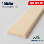 Pine Flat Trim 1m Wooden Moulding Beading Panel Edge Strip Skirting Cover