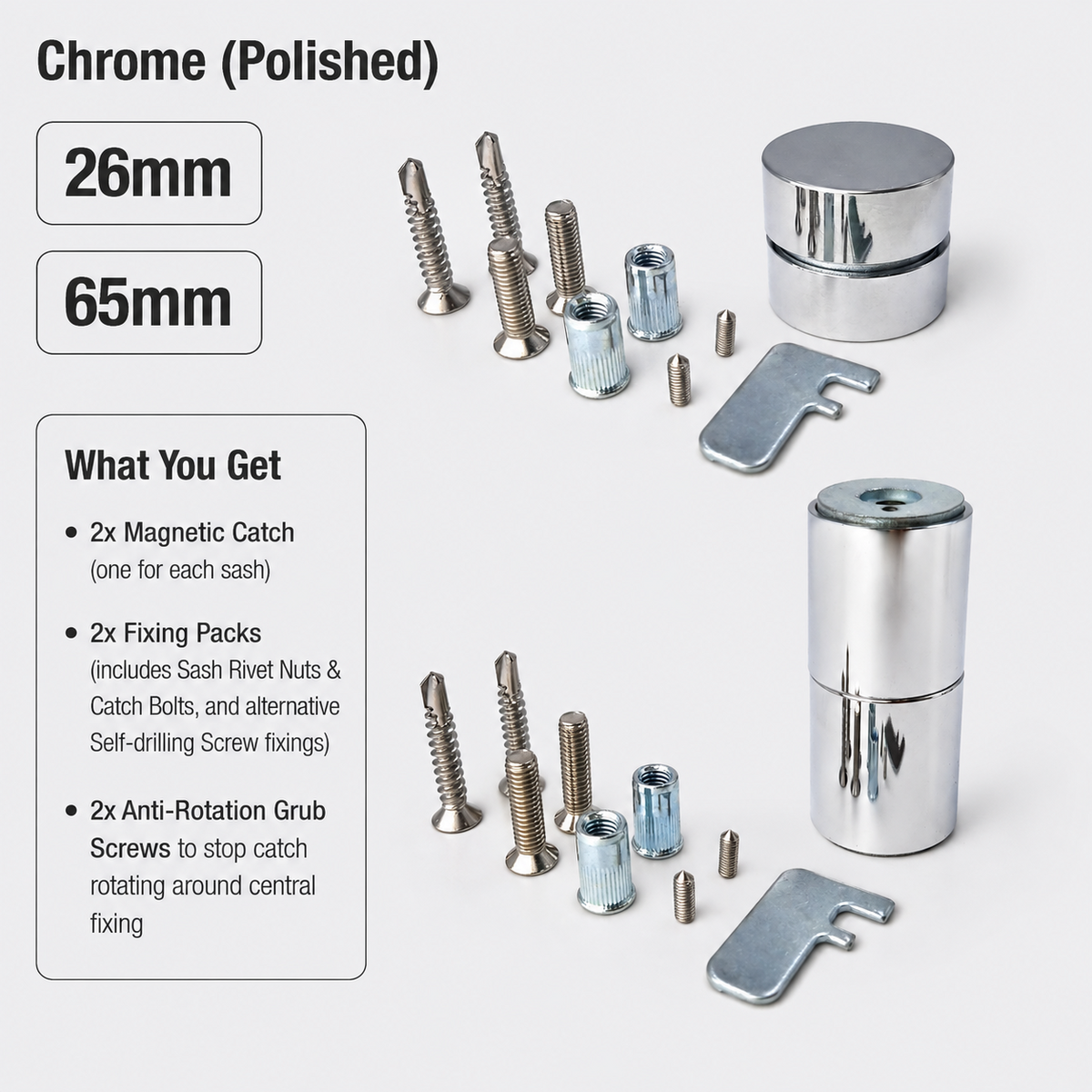 Bifold Door Magnetic Catch Aluminium Folding Patio Door Holder 26mm 65mm