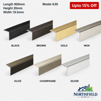 Anodised Aluminium Anti-Slip Stair Nosing Edge Trim A30 900 x 19.5x20mm