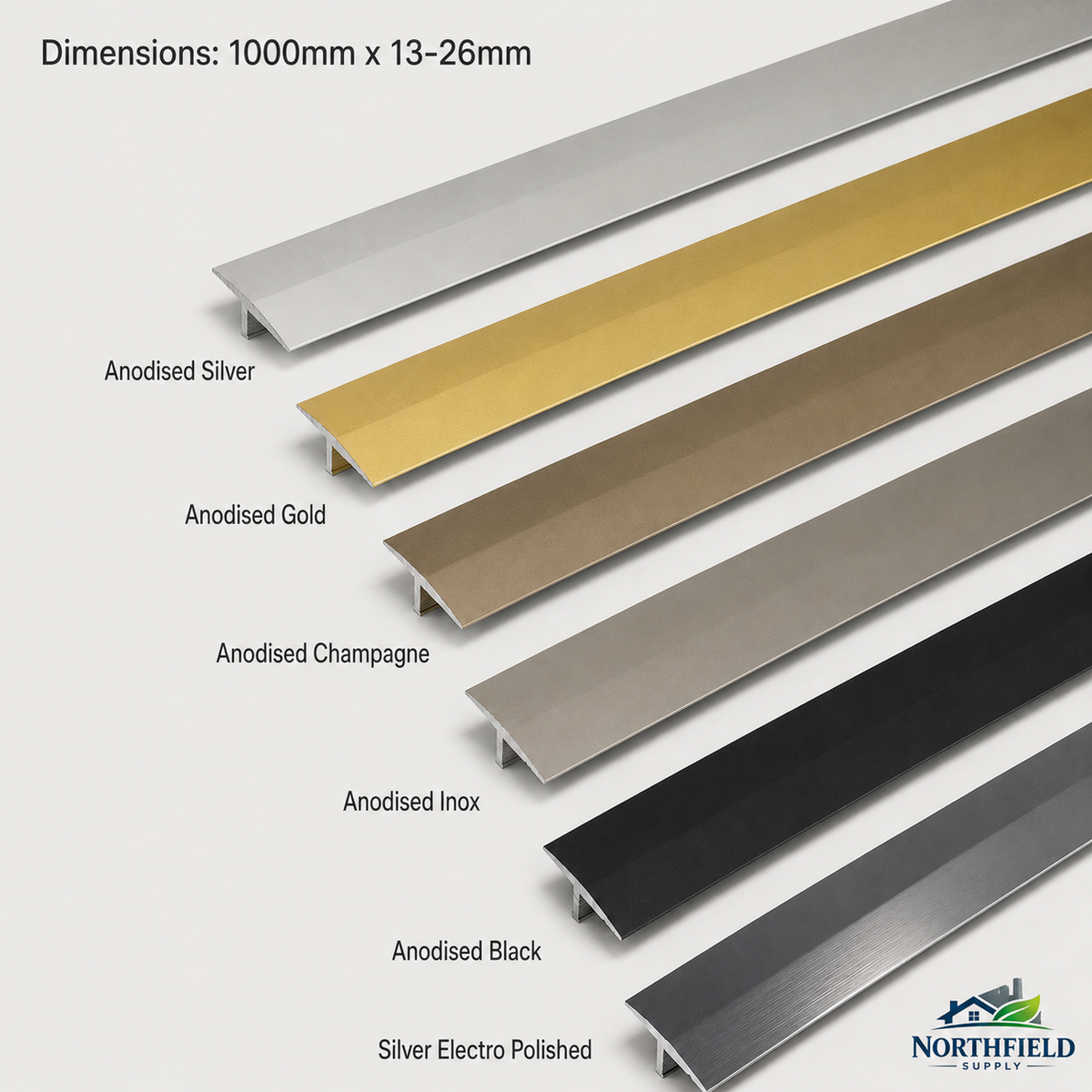 Aluminium T Bar Door Threshold Trim 1m Floor Transition Tile Laminate Profile