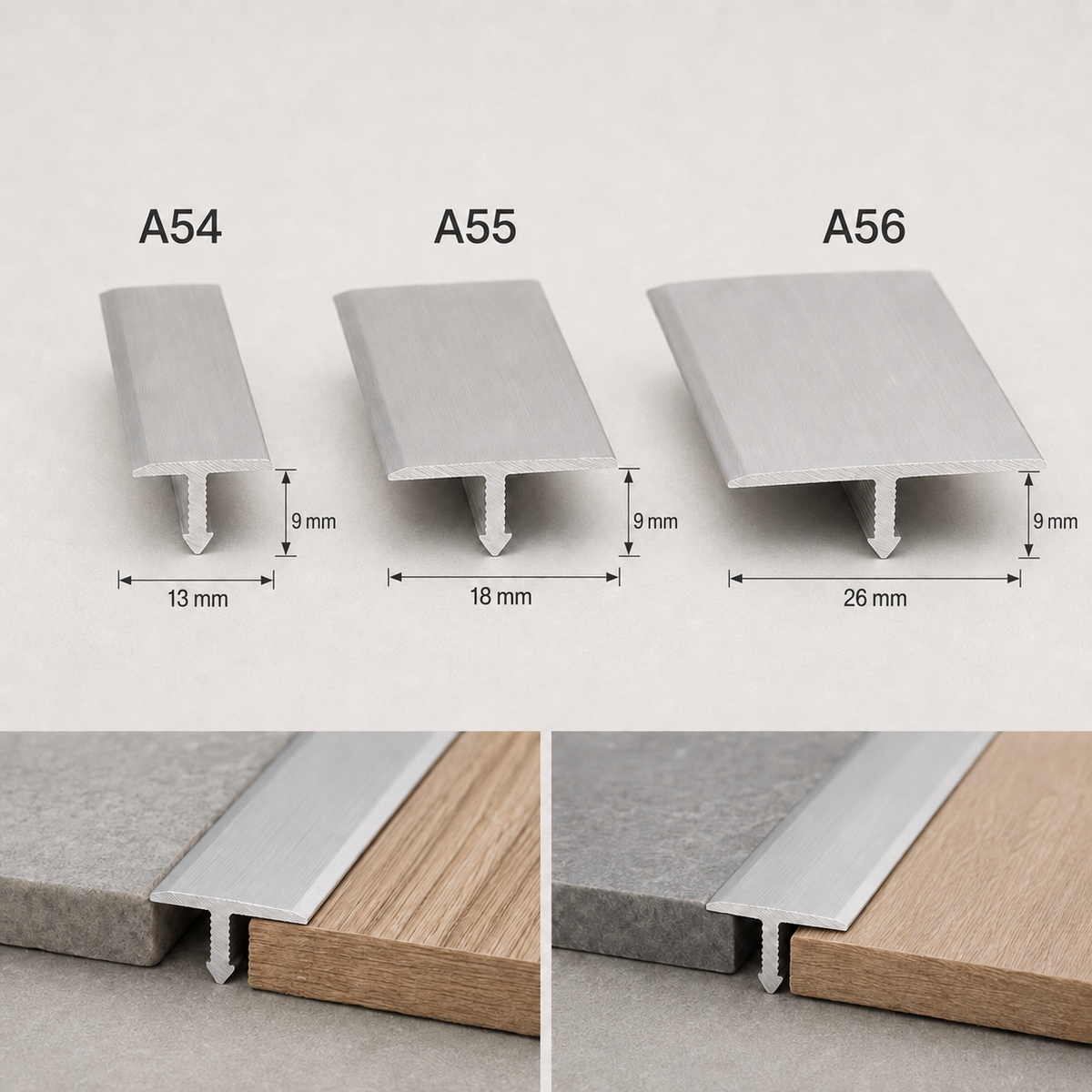 Aluminium T Bar Door Threshold Trim 1m Floor Transition Tile Laminate Profile