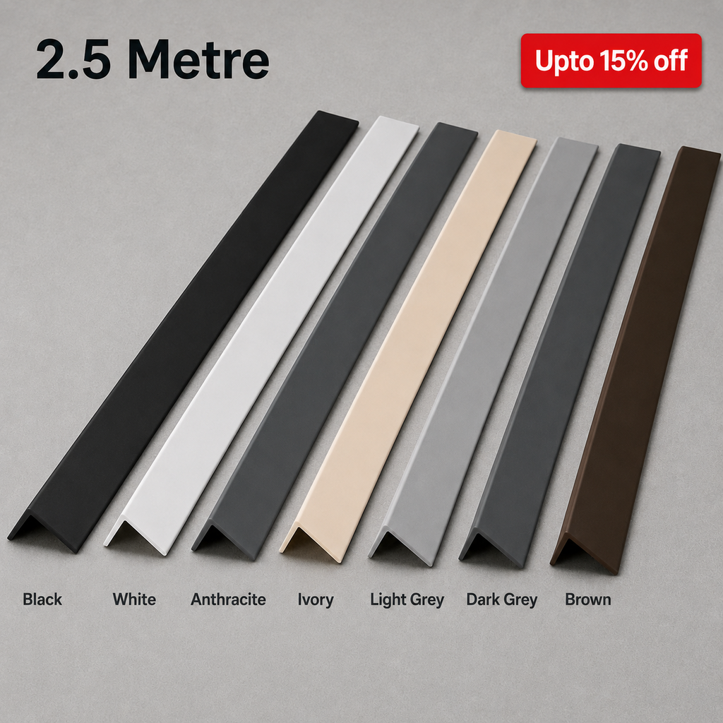 PVC Corner Angle Trim 2.5m 90° Wall Edge Protector Plastic Profile Multi Colours
