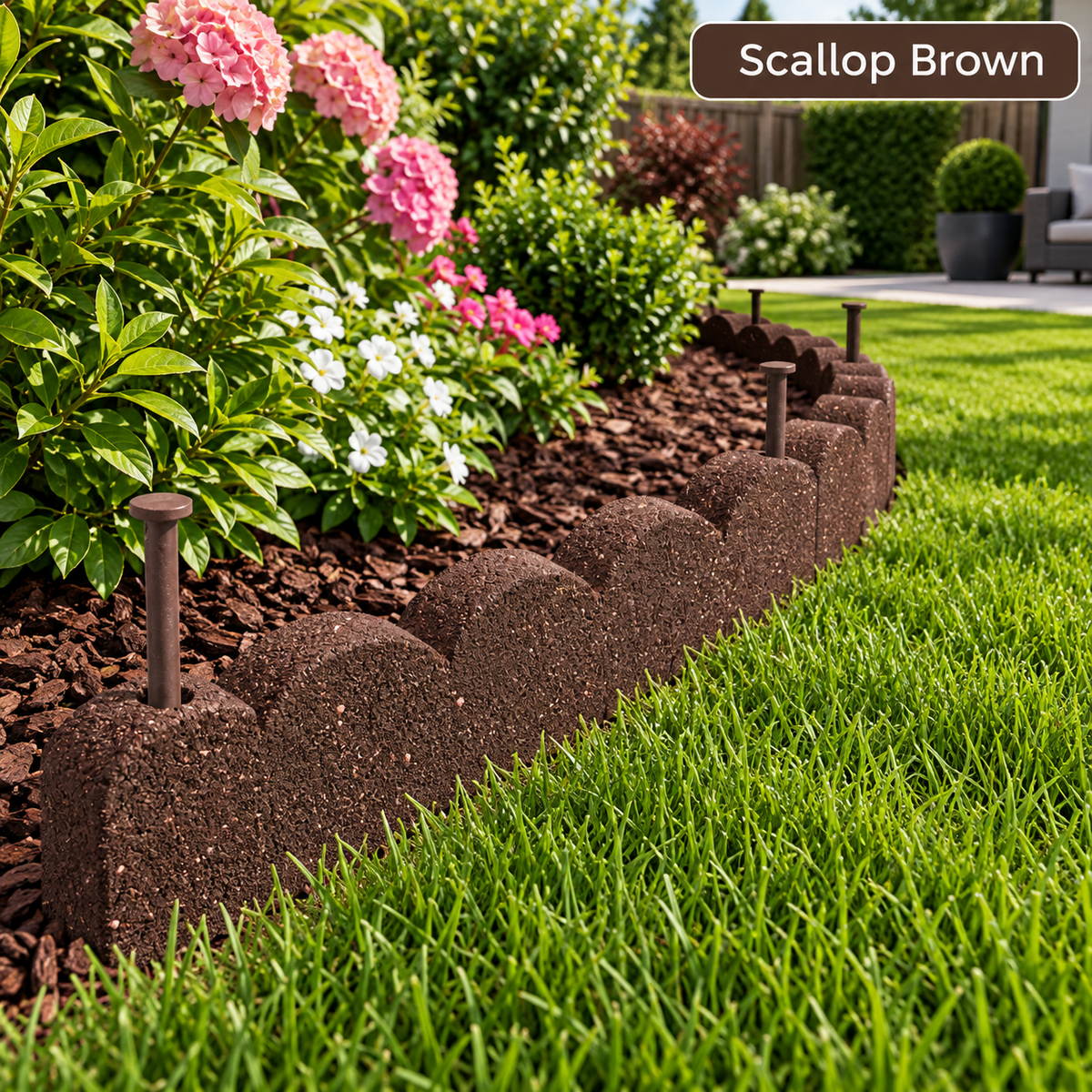 Flexible Rubber Garden Edging Lawn Border Brick Effect Path Landscape 120cm