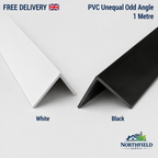 PVC Unequal Angle Trim 90° Odd Leg Plastic Profile 1m White or Black