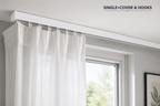 PVC Curtain Rail Track Ceiling Set with Hooks or Clips & White Cover
