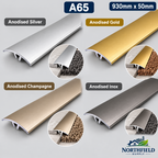 Aluminium Door Threshold Strip 50mm Floor Bar Edging Trim 0.93M Transition A65