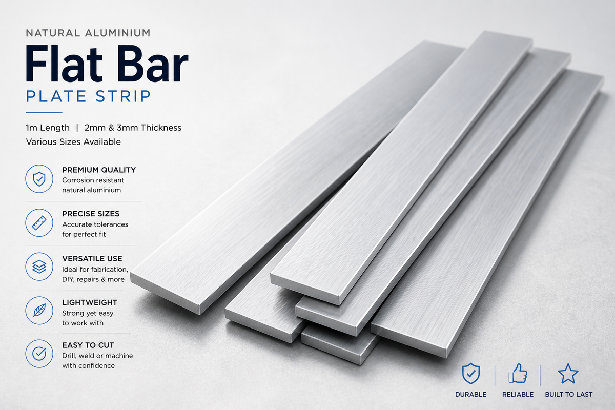Aluminium Flat Bar Plate 1 Metre Thick Strip Various Sizes 2mm 3mm