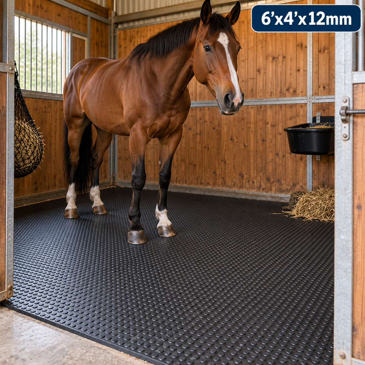 Heavy Duty Rubber Stable Horse Mat 6x4ft 12mm Equine Flooring Gym Matting