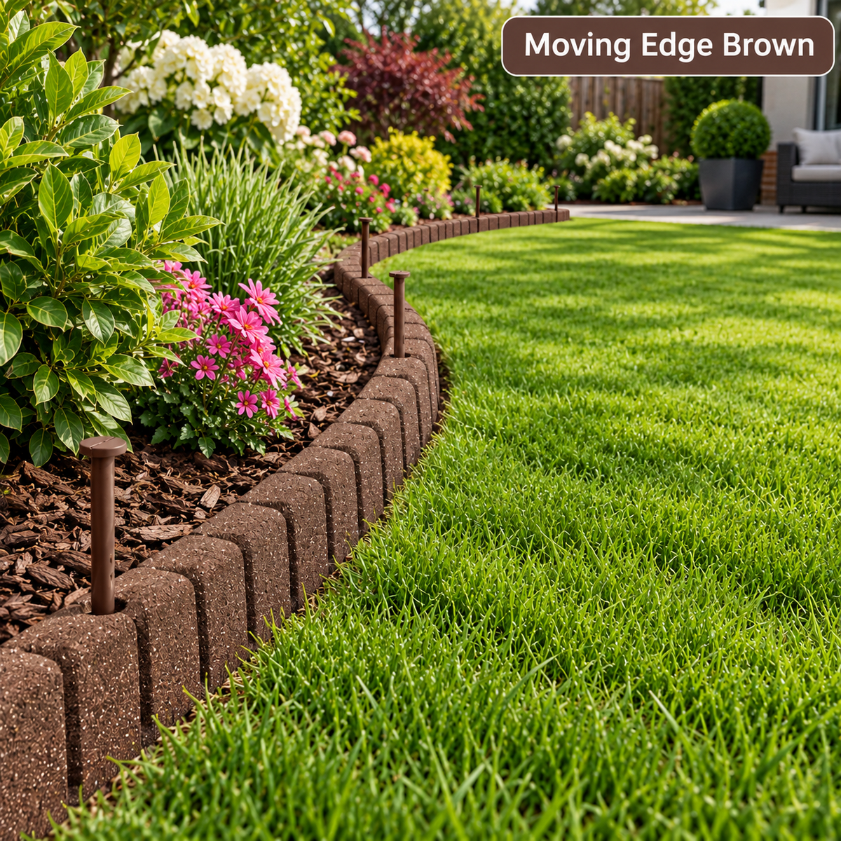 Flexible Rubber Garden Edging Lawn Border Brick Effect Path Landscape 120cm