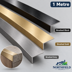 Aluminium Angle Trim 1M Brushed Matt L Profile Black Gold Grey Equal Unequal