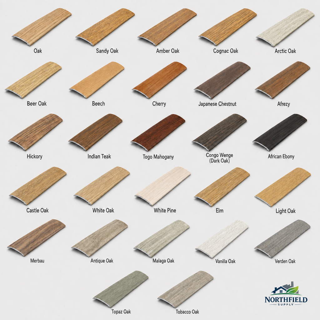 Aluminium Door Threshold Trim 35mm Self Adhesive Wood Effect Flat Bar 0.93M Long